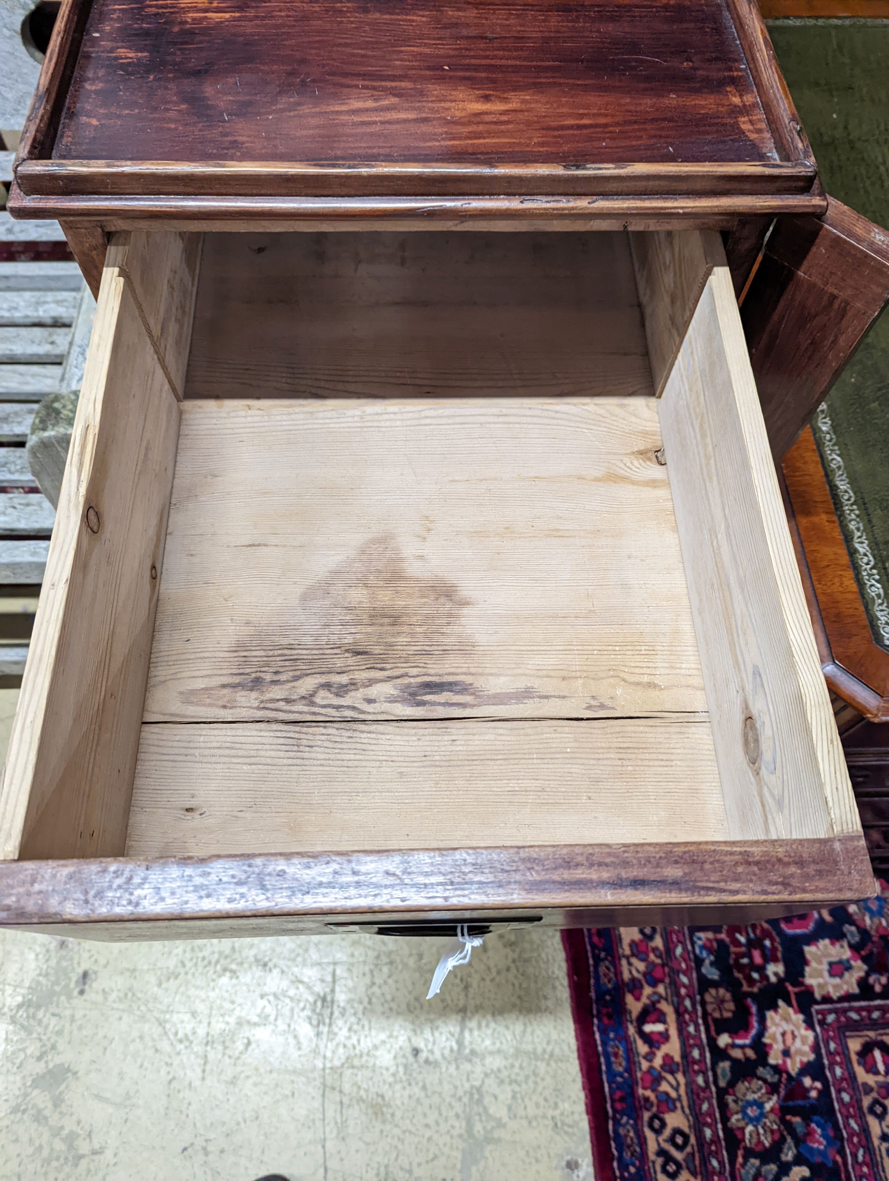 A Victorian style mahogany and pine five drawer filing chest with locking bar, width 43cm, depth 70cm, height 107cm